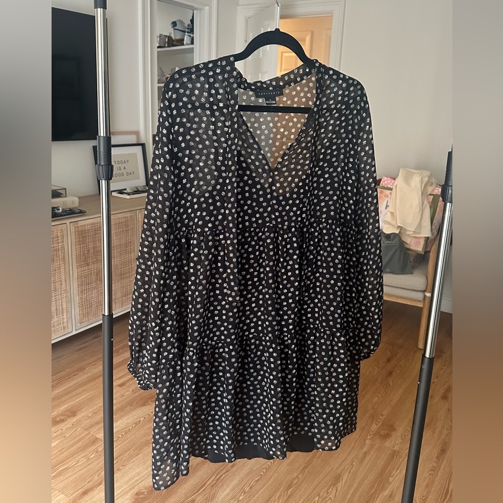 Sanctuary Black Floral Long Sleeve Mini Dress